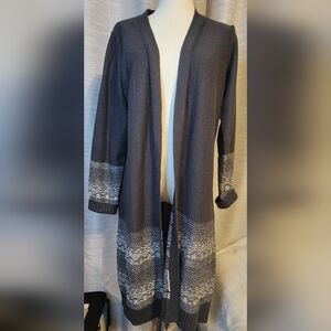 Ashley Stewart Dark Blue and Light Gray Cardigan